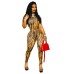 Striped Print Short Sleeve Long Pants Jumpsuit