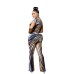 Striped Printed Sheer Mesh Crop Top with Short Sleeve Set