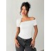 Slant shoulder slim fit top for women