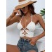 V-neck hanging neck hollow top V-neck hanging neck hollow top