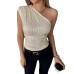 Slant shoulder slim fit top for women