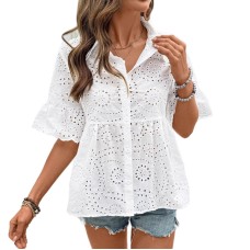 Hollow lace sleeves women's loose top Hollow lace sleeves women's loose top
