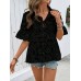 Hollow lace sleeves women's loose top