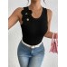 Three dimensional flower decorated sleeveless top