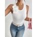 Three dimensional flower decorated sleeveless top