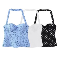 Women's versatile hanging neck collar top