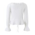 V-neck waist cinched long sleeved top