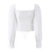 Square collar waist cinched long sleeved top Square collar waist cinched long sleeved top