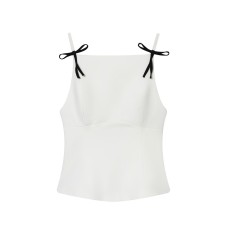 Pure Desire Wind Sweet and Spicy Bow Decoration Strap Top Pure Desire Wind Sweet and Spicy Bow Decoration Strap Top