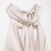 Silk textured tassel neck hanging collar top