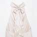 Silk textured tassel neck hanging collar top