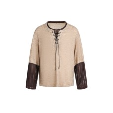 Strap up round neck long sleeved T-shirt