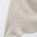 Asymmetric satin texture hanging neck collar top