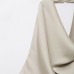 Asymmetric satin texture hanging neck collar top