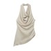 Asymmetric satin texture hanging neck collar top