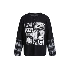 Graffiti printed long sleeved T-shirt