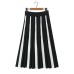 Knitted contrasting striped pleated A-line skirt