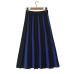 Knitted contrasting striped pleated A-line skirt