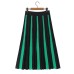 Knitted contrasting striped pleated A-line skirt