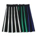 Knitted contrasting striped pleated A-line skirt