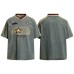 Embroidered letters embroidered fabric washed and used denim short sleeves