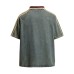 Embroidered letters embroidered fabric washed and used denim short sleeves