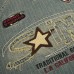 Embroidered letters embroidered fabric washed and used denim short sleeves