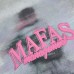 Spray painting dirty and blurry characters with letter printing on short sleeves