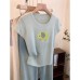 Pastel Blue Elephant Print Short Sleeve Women's Unique Casual Top Pastel Blue Elephant Print Short Sleeve Women's Unique Casual Top