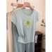 Pastel Blue Elephant Print Short Sleeve Women's Unique Casual Top Pastel Blue Elephant Print Short Sleeve Women's Unique Casual Top