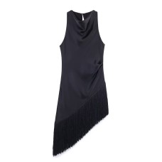 Vertical silk satin texture tassel long top