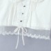 Doll collar lace patchwork bubble sleeves mesh white top
