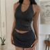 Hanging neck slim fit top