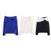French style one shoulder inlaid knitted top