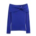 French style one shoulder inlaid knitted top