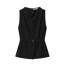 Sleeveless top with waistband