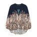Retro contrasting color design loose top