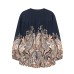 Retro contrasting color design loose top