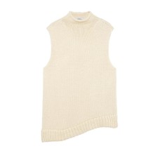 Asymmetric sleeveless knitted vest