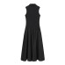 Sleeveless solid color lapel knitted patchwork A-line vest dress