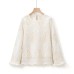 Simple and gentle style lace long sleeved round neck base