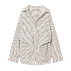 Striped Bat Sleeve Loose Shirt Striped Bat Sleeve Loose Shirt