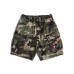 Washed and hand cut camouflage shorts