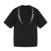 Floral embroidery loose Henry collar short sleeved T-shirt