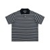 Button striped lapel short sleeved men