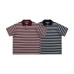 Button striped lapel short sleeved men