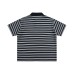 Button striped lapel short sleeved men