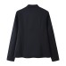 Solid color stand up collar waist cinching buckle short jacket