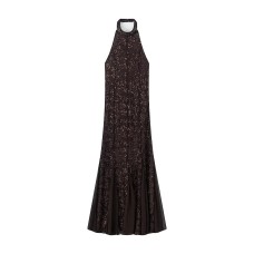 Bead embellished halter neck dress