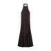 Bead embellished halter neck dress